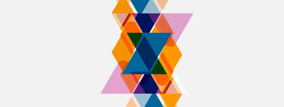 Abstract geometric shapes overlap, creating vibrant colorful design. Triangle Illustrazione stock
