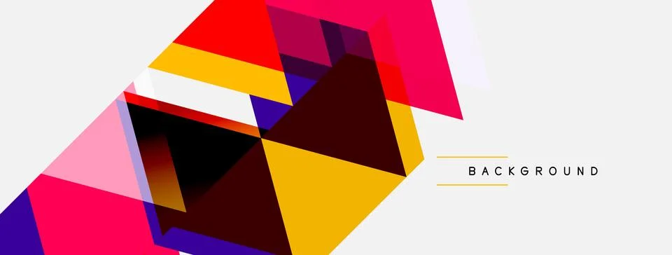 Abstract geometric shapes overlap, creating vibrant colorful design. Backgrou Stock Illustration