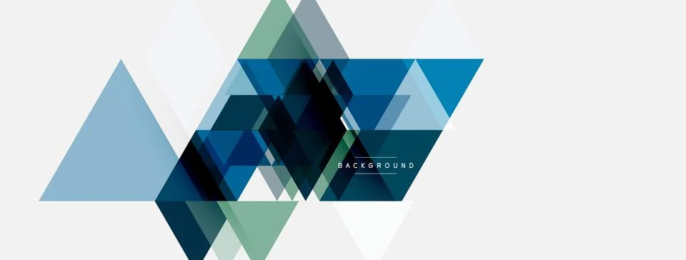 Abstract geometric shapes overlap, creating layered blue, green tones. Stock Illustration