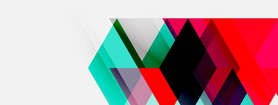 Abstract geometric shapes overlap, creating vibrant color blocks. Design Stock Illustration