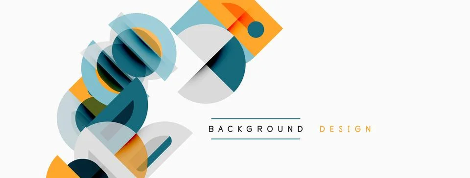 Abstract geometric shapes overlap, creating modern design. Blue, orange, gray Stock Illustration