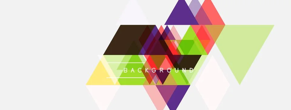 Abstract geometric shapes overlap, creating vibrant colorful background. Stock Illustration