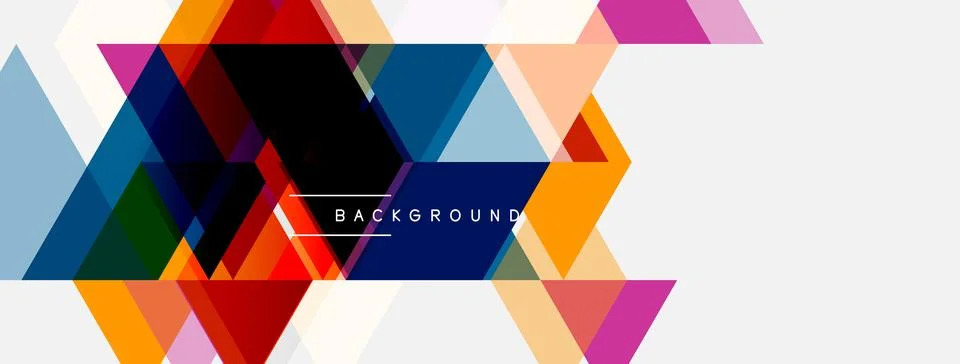 Abstract geometric shapes overlap, creating vibrant colorful background. Stockillustratie