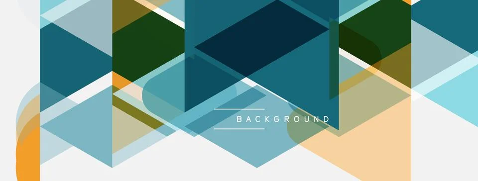 Abstract geometric shapes overlap, creating layered visual effect. Cool tones Stock Illustration