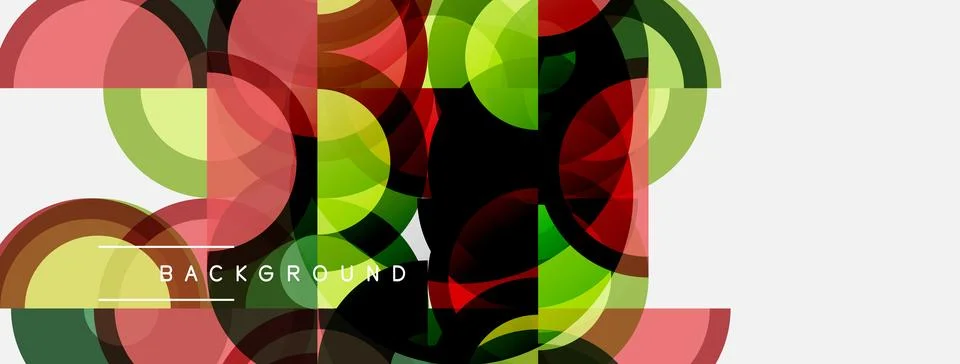 Abstract geometric shapes overlap, creating vibrant colorful background. Ci.. Illustrazione stock