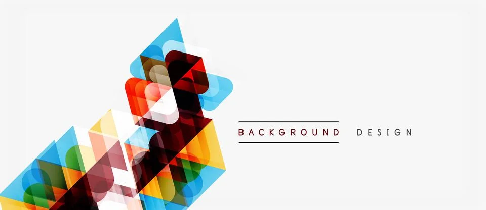 Abstract geometric shapes overlap, creating vibrant colorful design. White .. 스톡 일러스트
