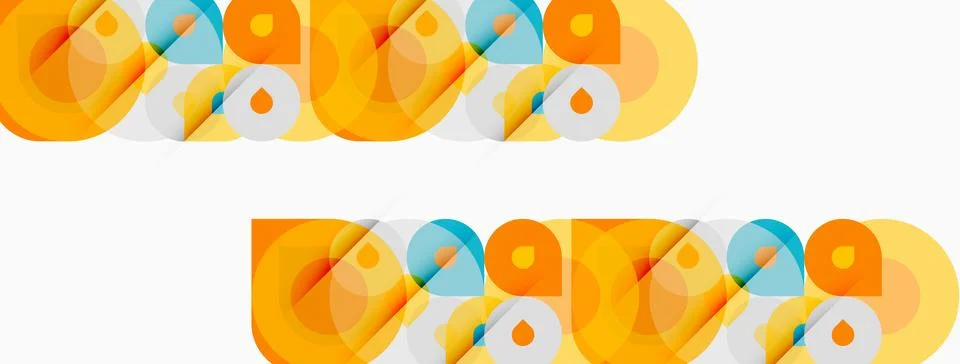 Abstract geometric shapes overlap, creating vibrant orange, blue patterns. 库存插图