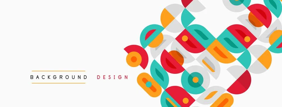 Abstract geometric shapes overlap, creating vibrant colorful background. Mode Illustrazione stock