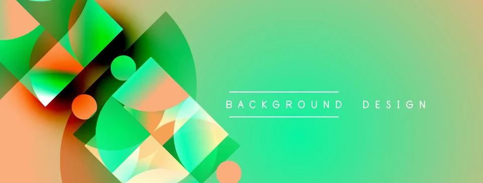 Abstract geometric shapes overlap, creating vibrant color gradients. Green Illustrazione stock