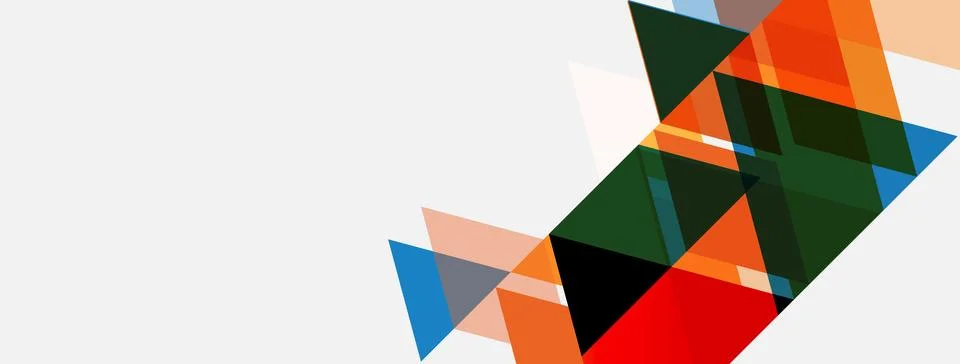 Abstract geometric shapes overlap, creating dynamic composition. Colors inclu Stock Illustration