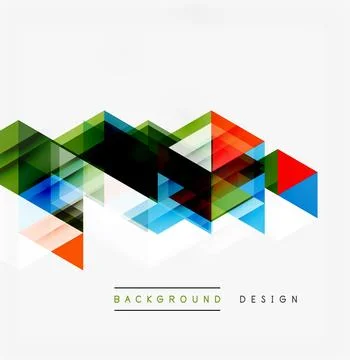 Abstract geometric shapes overlap, creating vibrant colorful pattern. Modern Illustrazione stock