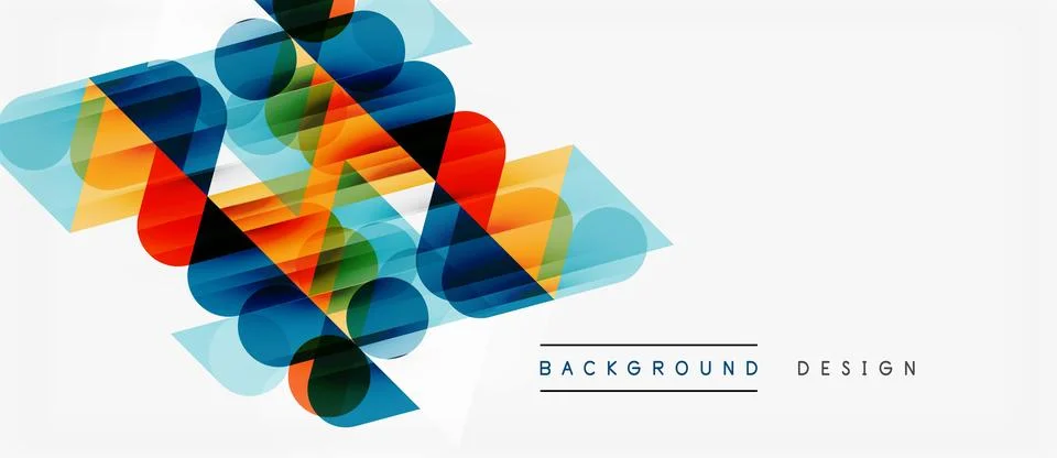 Abstract geometric shapes overlap, creating vibrant colorful design. Modern 库存插图