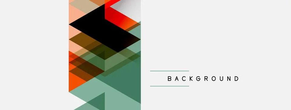 Abstract geometric shapes overlap, creating modern design. Colors include red Stock Illustration