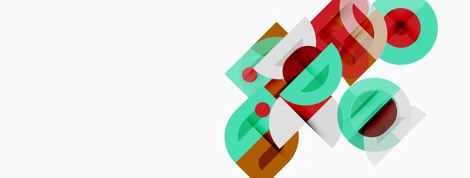 Abstract geometric shapes overlap, creating colorful design. Minimalist style Illustrazione stock