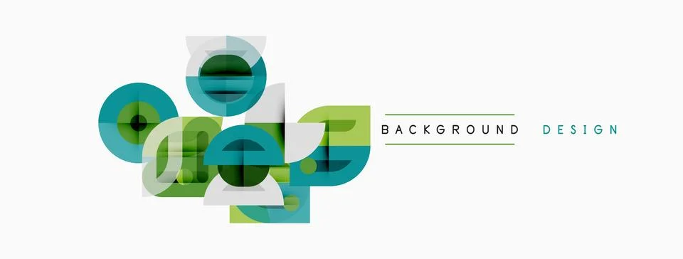 Abstract geometric shapes overlap, creating dynamic visual composition. Teal, Stock Illustration
