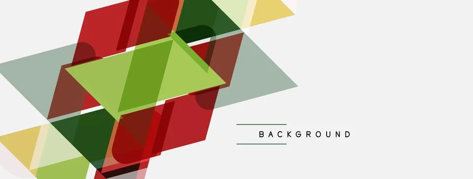 Abstract geometric shapes overlap, creating dynamic colorful composition. Stock Illustration