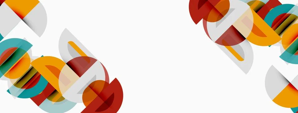 Abstract geometric shapes overlap, creating colorful patterns. Minimalist d.. Stock Illustration