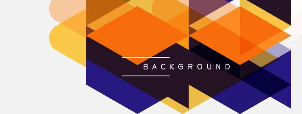 Abstract geometric shapes overlap, creating vibrant orange, purple tones. Tex Stock Illustration