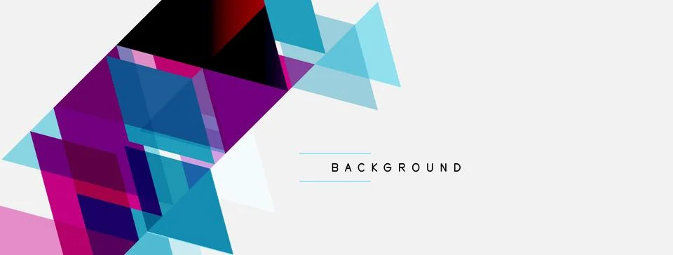 Abstract geometric shapes overlap, creating vibrant color gradients. White .. Illustrazione stock
