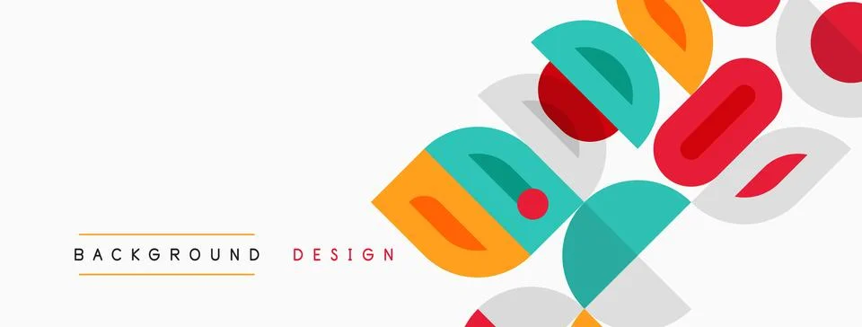 Abstract geometric shapes overlap, creating vibrant colorful background. Mode Illustrazione stock