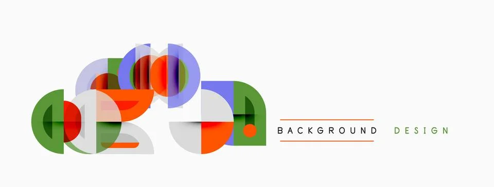 Abstract geometric shapes overlap, creating colorful modern design. Minimalis Stock Illustration