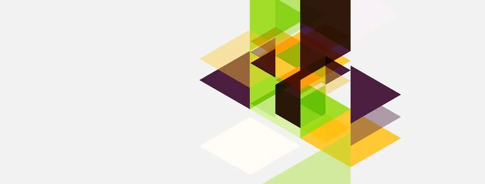 Abstract geometric shapes overlap, creating dynamic composition. Colors inclu Stock Illustration