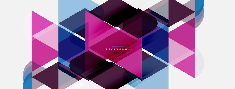 Abstract geometric shapes overlap, creating vibrant color gradients. Modern Illustrazione stock