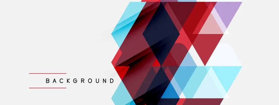 Abstract geometric shapes overlap, creating dynamic visual texture. Red, blue Illustrazione stock