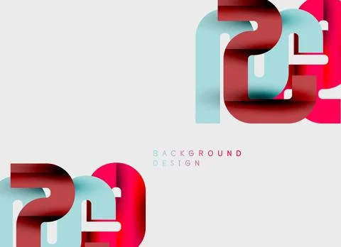 Abstract geometric shapes overlap, creating layered visual effect. Red, blue, Stock Illustration