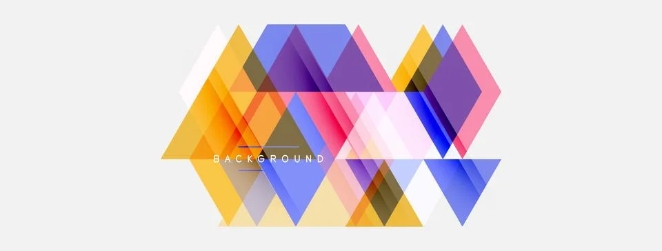 Abstract geometric shapes overlap, creating vibrant color gradients. Modern Illustrazione stock