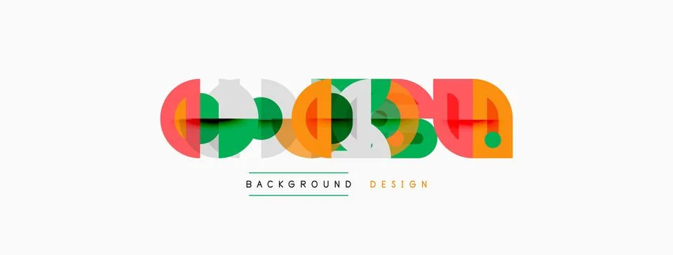 Abstract geometric shapes overlap, creating colorful design. Minimalist style Ilustración de archivo