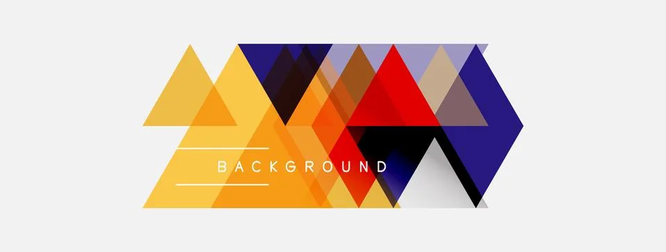 Abstract geometric shapes overlap, creating vibrant background. Yellow, red, Stock Illustration
