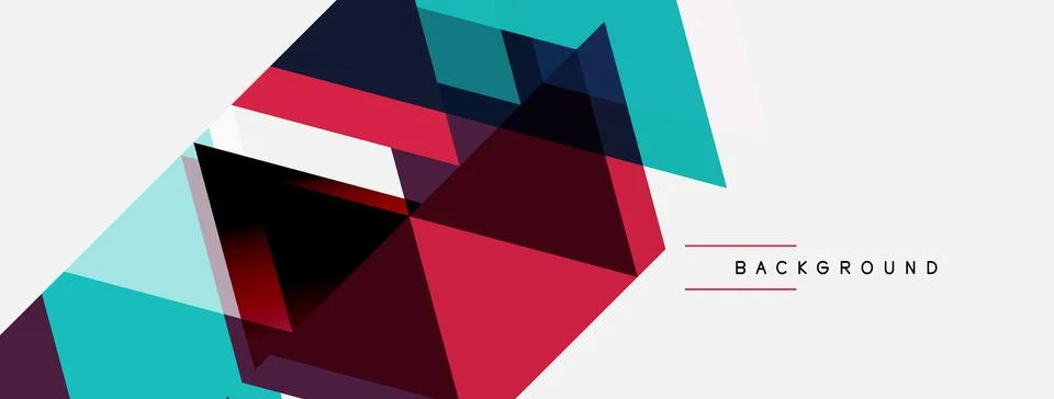 Abstract geometric shapes overlap, creating vibrant color blocks. Design Illustrazione stock
