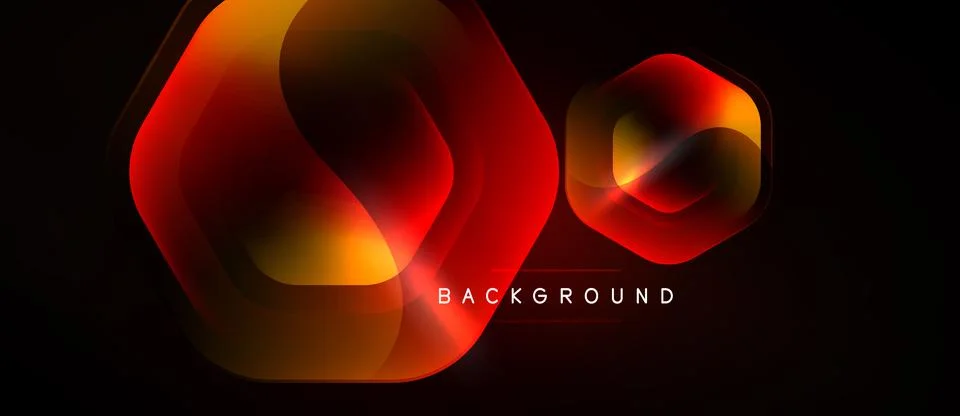 Abstract geometric shapes overlap, creating vibrant red, orange gradients. Da Stock Illustration