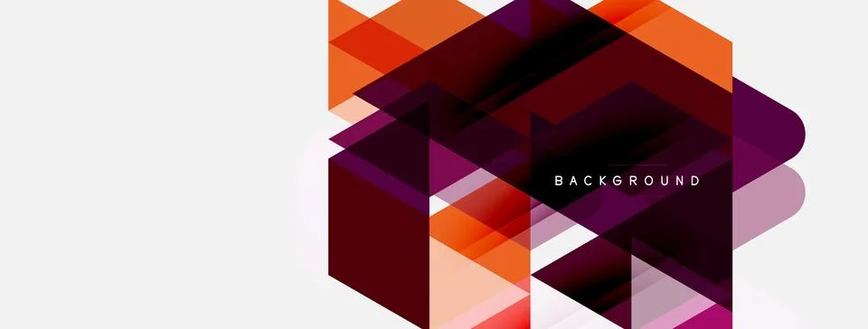 Abstract geometric shapes overlap, creating vibrant color blocks. Design Illustrazione stock