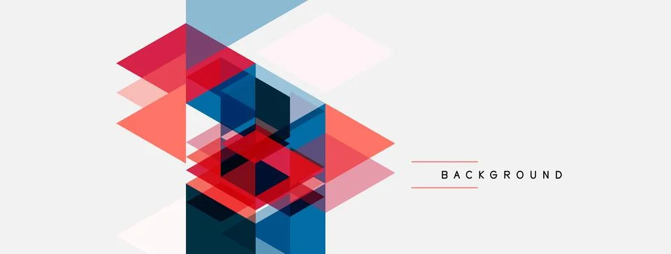 Abstract geometric shapes overlap, creating dynamic composition. Red, blue,.. Stock Illustration