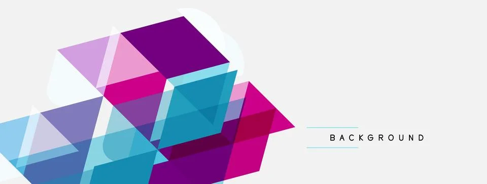 Abstract geometric shapes overlap, creating vibrant color gradients. Pink, Illustrazione stock