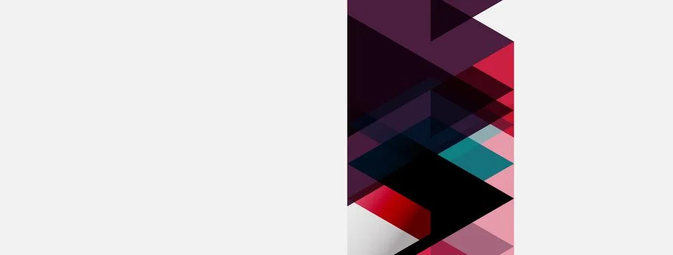 Abstract geometric shapes overlap, creating vibrant color blocks. Minimalist Illustrazione stock