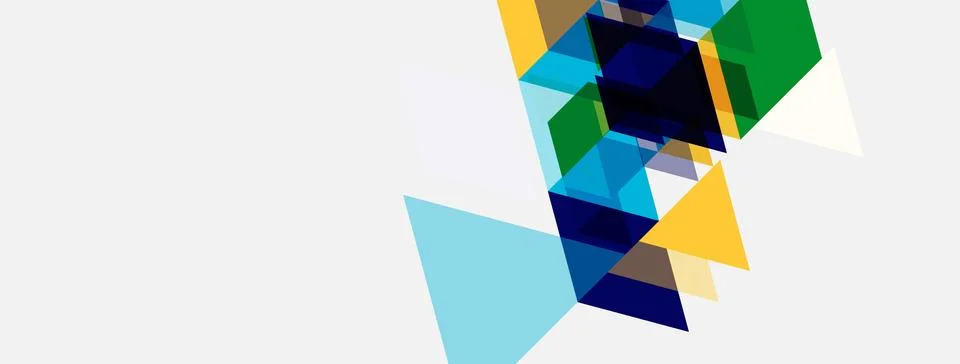Abstract geometric shapes overlap, creating dynamic composition. Colors inclu 库存插图
