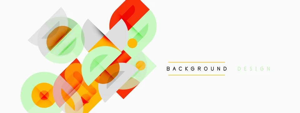 Abstract geometric shapes overlap, creating vibrant visual effect. Light colo Stock Illustration