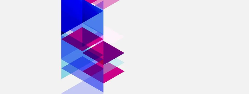 Abstract geometric shapes overlap, creating vibrant color blocks. Pink, blue, Illustrazione stock