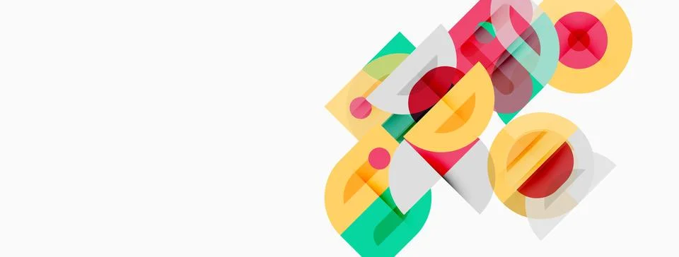 Abstract geometric shapes overlap, creating vibrant color blocks. Composition Illustrazione stock