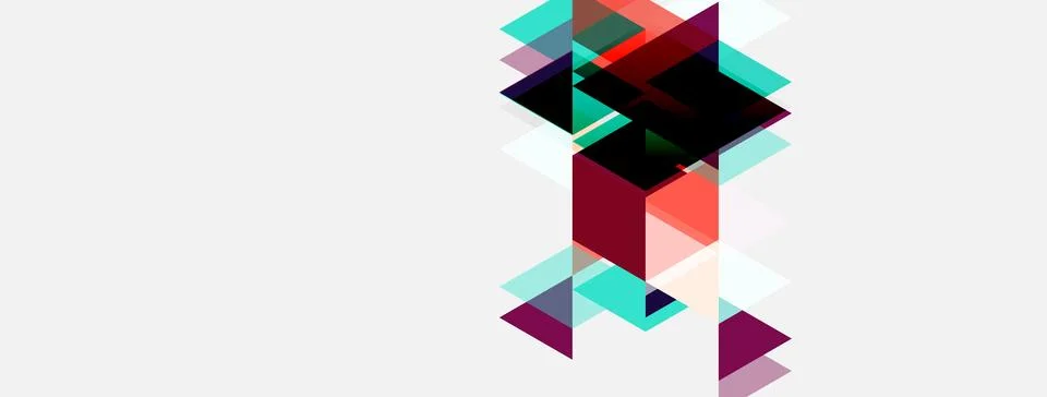 Abstract geometric shapes overlap, creating dynamic composition. Colors inclu Stock Illustration