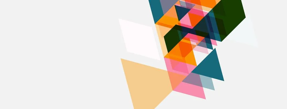 Abstract geometric shapes overlap, creating colorful composition. Light Stock Illustration