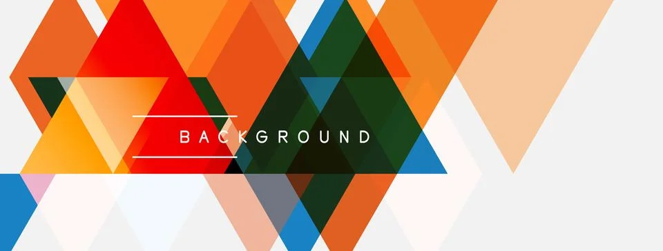 Abstract geometric shapes overlap, creating vibrant colorful background. Text Stock Illustration