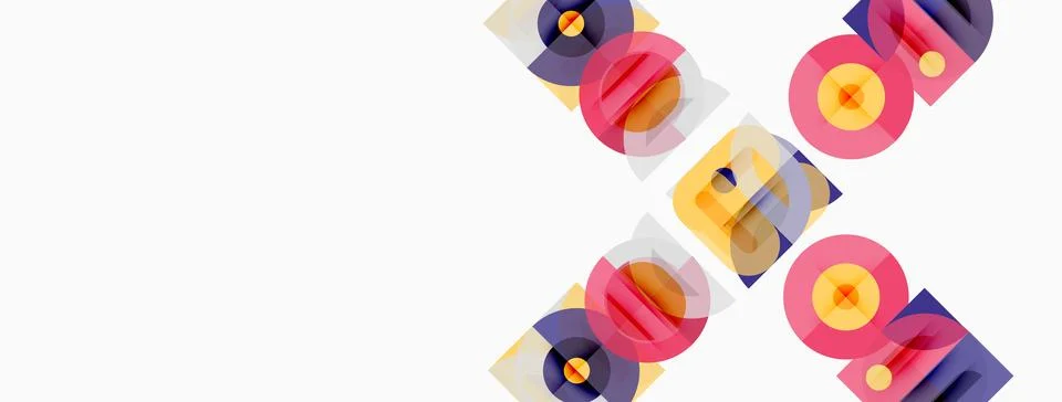 Abstract geometric shapes overlap, creating colorful patterns. Minimalist d.. 库存插图