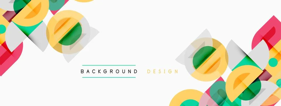 Abstract geometric shapes overlap, creating vibrant colorful background. 스톡 일러스트