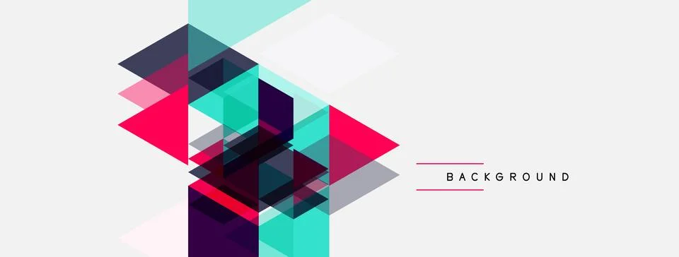 Abstract geometric shapes overlap, creating dynamic composition. Pink, teal, 库存插图