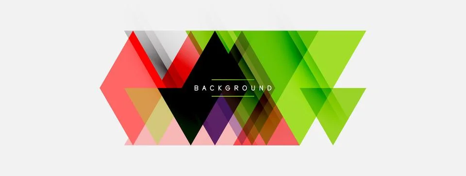 Abstract geometric shapes overlap creating vibrant color gradients. Text Stockillustratie