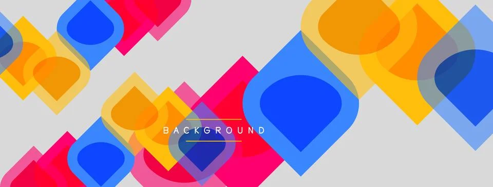 Abstract geometric shapes overlap, creating vibrant colorful background. Text 스톡 일러스트